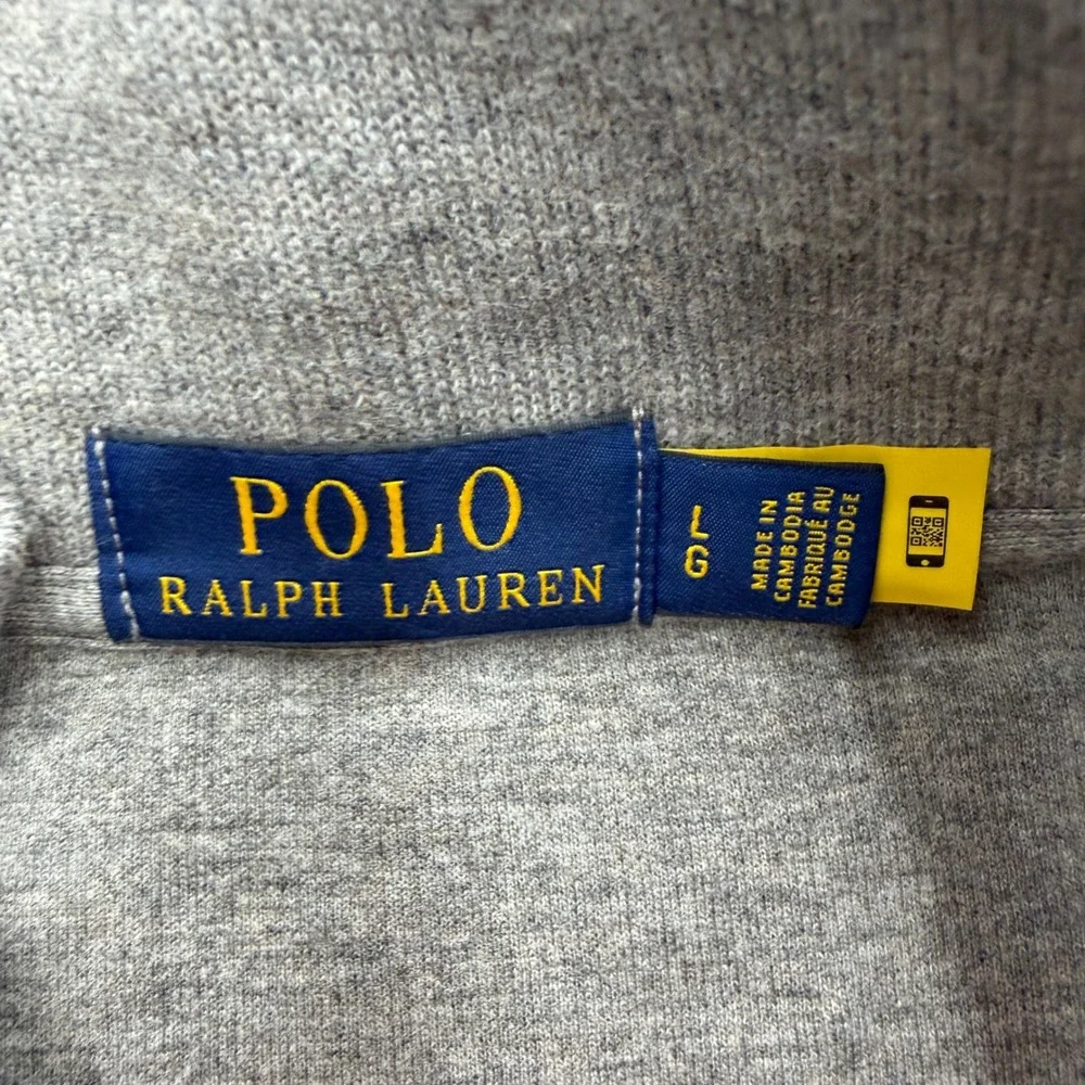 Polo Ralph Lauren Mens Large Gray Cotton Quarter Zip Pullover Sweater Mock Neck
